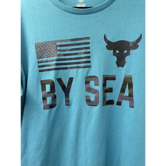 Under Armour Project Rock Veterans‎ Day USA By Sea Shirt LS Mens Large Blue - Picture 3 of 7